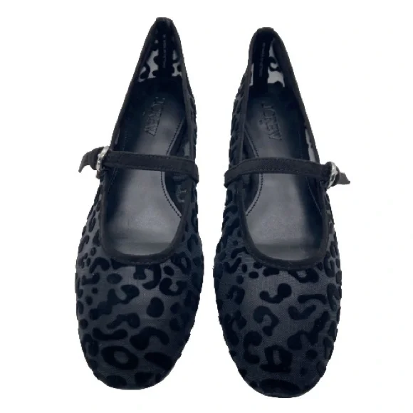 J. Crew Factory Black Leopard mesh Mary Jane flats - Picture 3 of 13